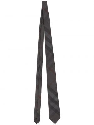 Kockovaná hodvábna kravata Burberry sivá