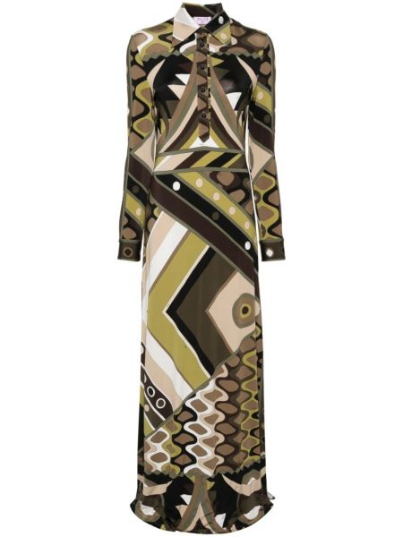 Dolga obleka s potiskom z abstraktnimi vzorci Pucci