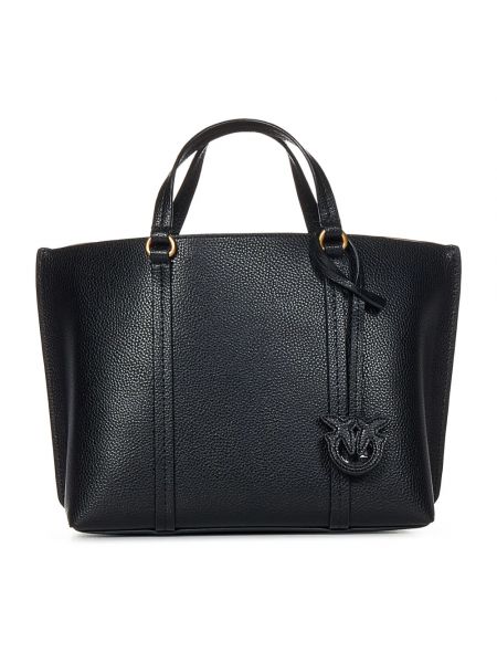 Leder shopper handtasche mit taschen Pinko schwarz