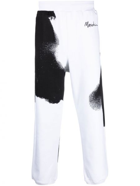 Pantaloni con stampa Moschino bianco