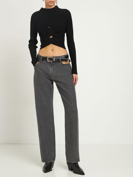 Bavlnené džínsy s rovným strihom Gauchere sivá
