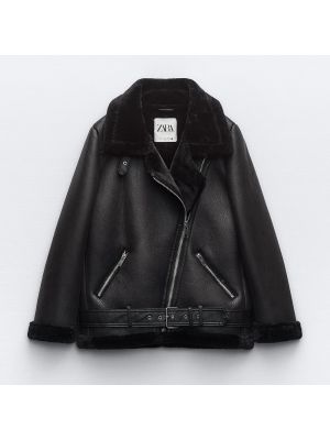 Кожаная куртка Zara черная