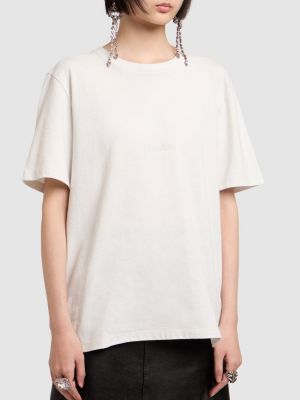 Oversize памучна памучна тениска Saint Laurent бяло