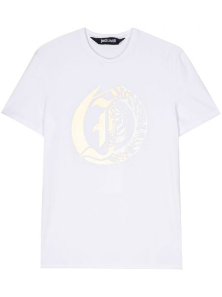 Pamučna majica s printom Just Cavalli bijela