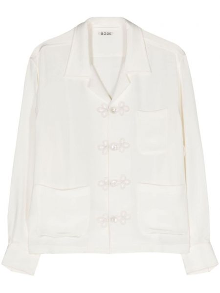 Chemise longue en soie Bode blanc