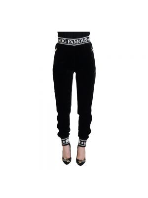 Welurowe spodnie sportowe Dolce And Gabbana czarne