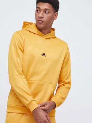 Суичър с качулка с принт Adidas жълто