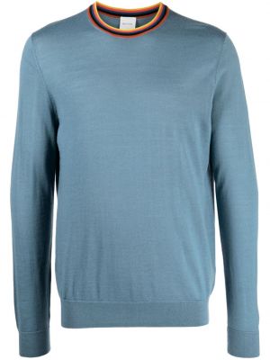 Вълнен пуловер на райета Paul Smith синьо