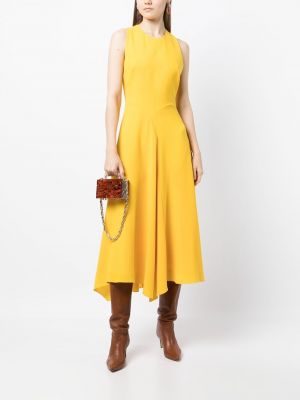 Asümmeetrilised traksidega kleit Roksanda kollane