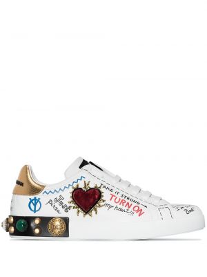 Dolce & Gabbana zapatillas bajas Portofino con grafiti estampado - Blanco Dolce & Gabbana