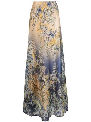 Květinové hedvábné sukně s potiskem Zimmermann - oranžová