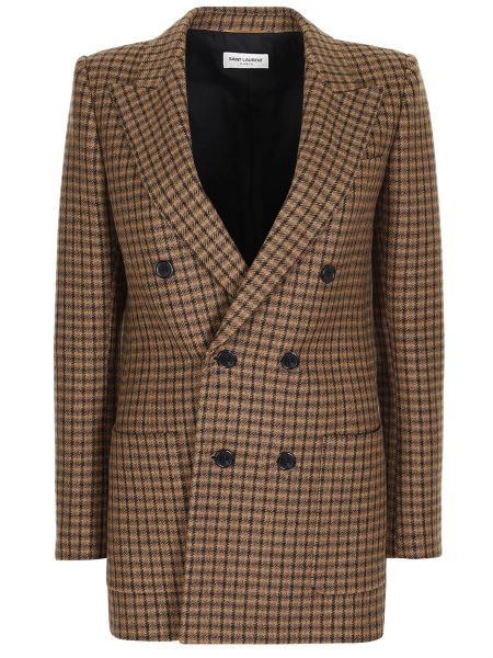 Шерстяной пиджак Saint Laurent коричневый