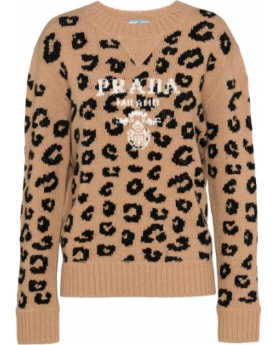 Pulover z leopardjim vzorcem Prada