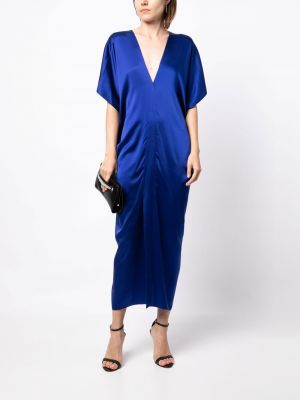 Jedwabna sukienka koktajlowa Voz niebieska