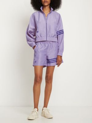 Pruhované šortky Adidas Originals fialová