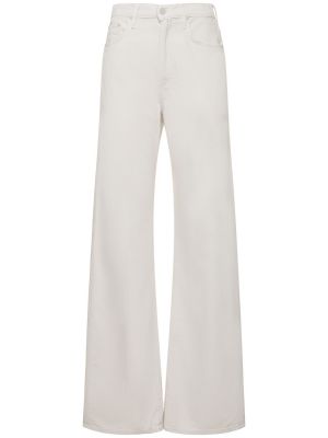 Bavlněné džíny na podpatku Mother bílé