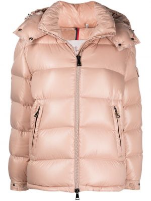 Chaqueta de plumas con capucha Moncler rosa