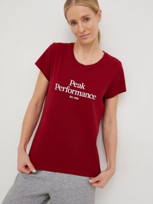 Bavlněné tričko Peak Performance vínové