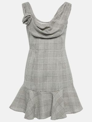 Mini robe en laine à carreaux Alessandra Rich gris