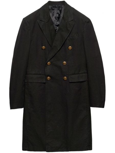 Памучно дълго палто Prada черно