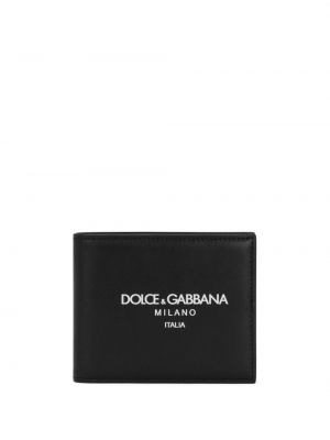 Raštuotas iš natūralios odos piniginė Dolce & Gabbana juoda