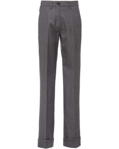 Ravne hlače Miu Miu siva