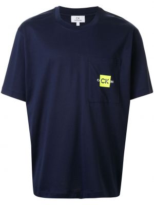 Camiseta con estampado de cuello redondo Ck Calvin Klein azul