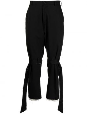 Vlněné rovné kalhoty Sulvam černé