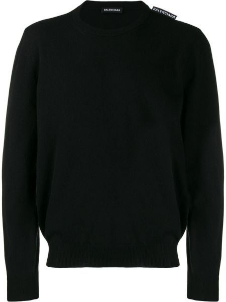 Плетен кашмирен пуловер Balenciaga черно