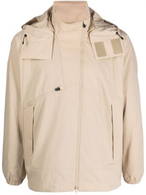 Asymetrická bunda na zips s kapucňou Snow Peak béžová