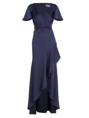 Атласное платье Theia синее