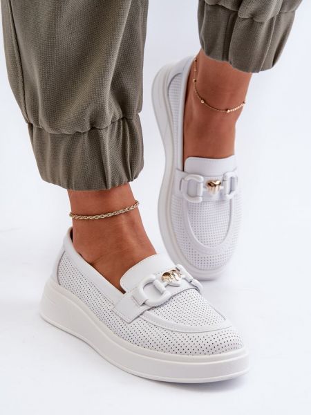 Pantofi loafer din piele cu platformă Kesi alb