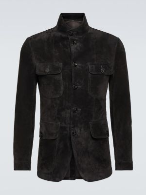 Kožna jakna od brušene kože Tom Ford crna