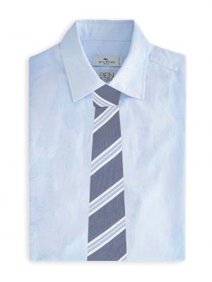 Jedwabny krawat bawełniany Etro niebieski