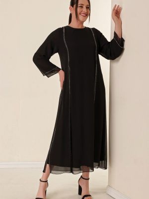 Černé šifonové dlouhé šaty By Saygı