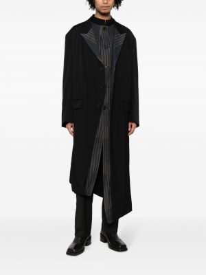 Asymmetrischer gestreifter woll trenchcoat Yohji Yamamoto schwarz