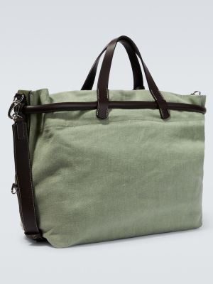 Кожени шопинг чанта Giorgio Armani зелено