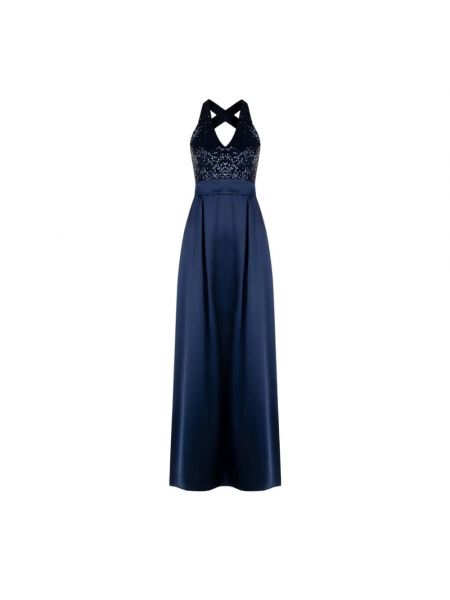 Satynowa sukienka z cekinami Rinascimento niebieska