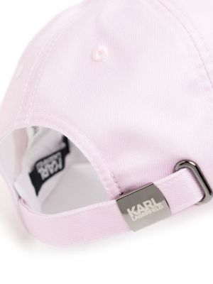 Haftowana czapka z daszkiem Karl Lagerfeld różowa