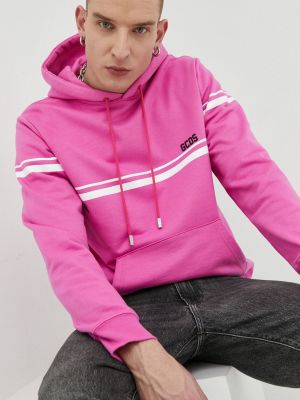 Бавовняний светр з капюшоном з принтом Gcds рожевий