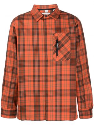 Καρό βαμβακερό πουκάμισο με σχέδιο Rossignol πορτοκαλί