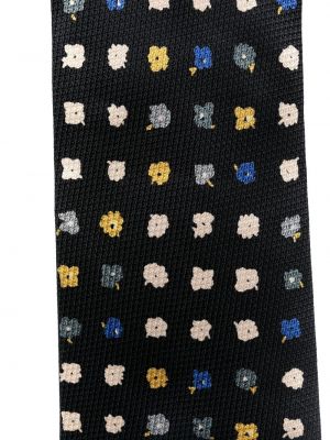 Jedwabny krawat w kwiatki z nadrukiem Versace Pre-owned czarny