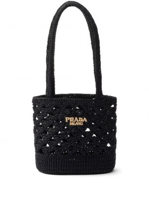 Τσάντα ώμου με κέντημα Prada μαύρο