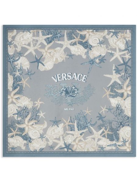 Selyem sál nyomtatás Versace kék
