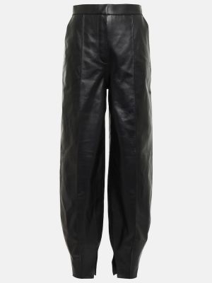 Kožené nohavice s vysokým pásom Loewe čierna