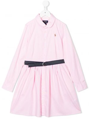 Klänning med krage för tjejer Ralph Lauren Kids rosa