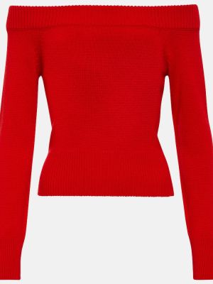 Кашмирен вълнен пуловер Alexander Mcqueen червено