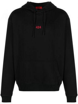 Medvilninis siuvinėtas džemperis su gobtuvu 424 juoda