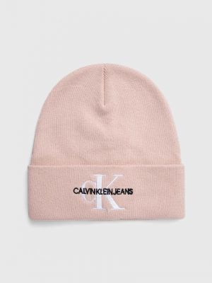 Dzianinowa czapka bawełniana Calvin Klein Jeans różowa