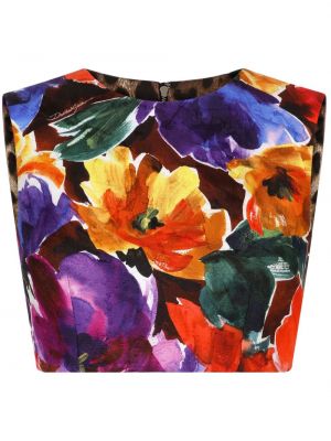 Kvetinový tank top s potlačou Dolce & Gabbana fialová